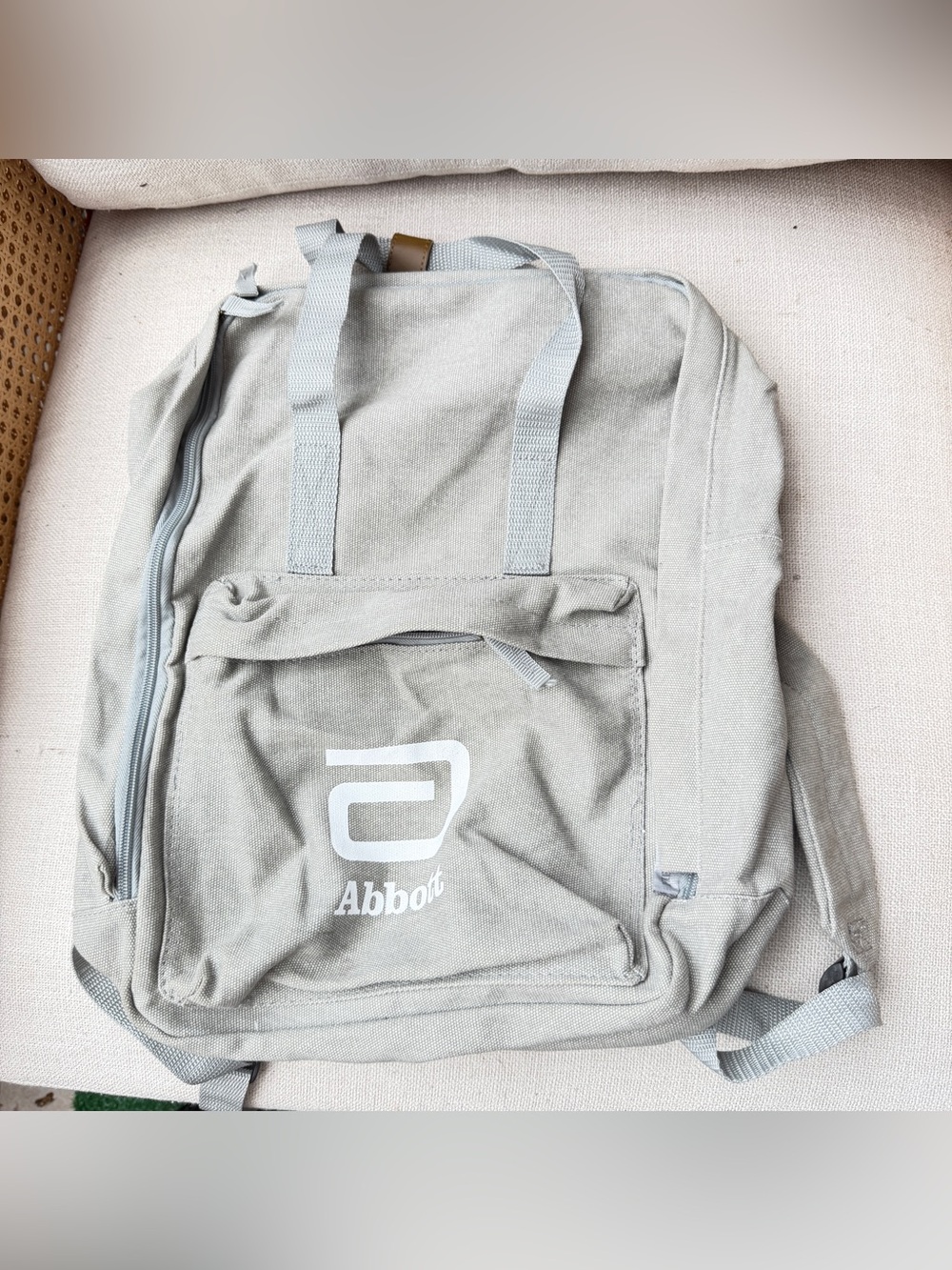 Abbott Friday Cotton Goods Co. Gray Canvas Backpack Laptop Travel Bag